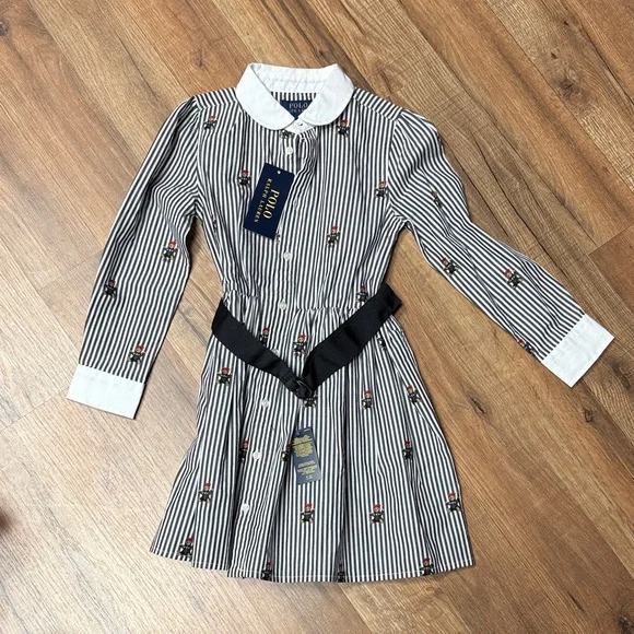 Ralph Lauren Black and White Striped Kids Dress - Picture 1 of 1